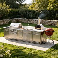 Gabinetes de Cocina Exteriores Personalizados, Sistema de Cocina Integrado con Barbacoa, Gabinete de Acero Inoxidable SUS304 para Proyectos de Hoteles y Resorts