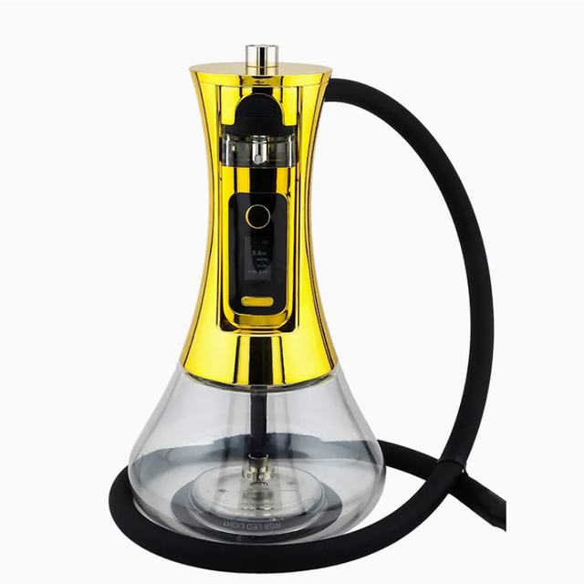 Modern Electric Shisha Hookah Device with Mirror and LED Lighting Big Puffs Plastic Material Charcoal Compatible