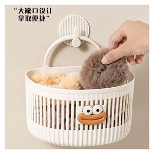 Wall Mounted Storage <b>Basket</b> Round Punch Free For Kitchen Bathroom Toilet <b>Small</b> Hanging <b>Basket</b> With Handle - Product Image 2