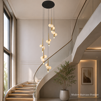 Lustre moderne minimaliste pour escalier, globe en verre laiteux givré, tiges dorées, noir, pour hôtel, villa, hall d'entrée, couloir d'escalier