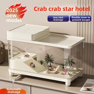 <span class=keywords><strong>Terrarium</strong></span> <span class=keywords><strong>pour</strong></span> crabes ermites, petite villa de luxe en plastique, drainage automatique, double couvercle, anti-évasion, plateforme d'escalade complète - Product Image 1
