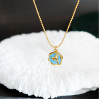 Collier pendentif queue de baleine en émail en acier inoxydable plaqué or 18 carats tendance pour femme – Anniversaire