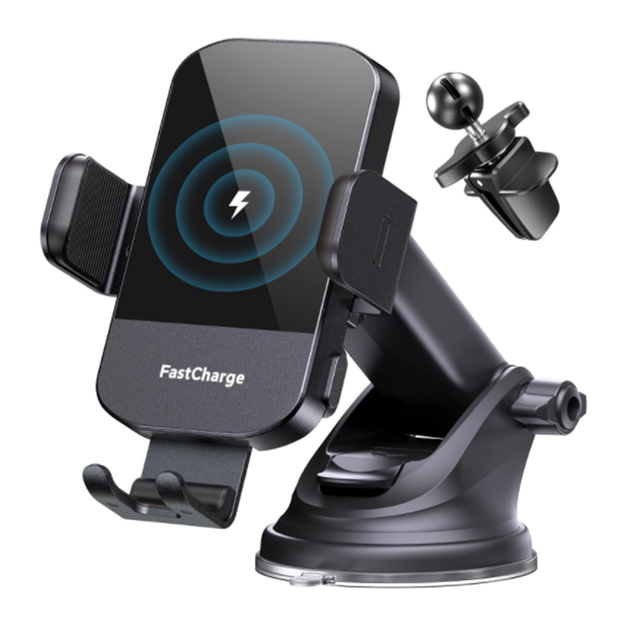 Car Phone Bracket Cell Phone Mount Holder 15W Car Wireless Charger Automatic Induction Clamping Metal Arm Clamp