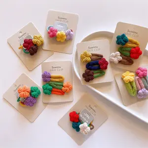 Neue koreanische Kinder gestrickt gewebte gehäkelte Blumen BB Clip Candy süße Blume Haars pangen für kleine Mädchen