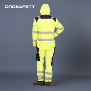 Ensemble de vêtements de travail en deux pièces, pantalon et <span class=keywords><strong>veste</strong></span> en polaire épaisse anti-feu à haute visibilité personnalisée - Product Image 4