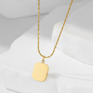 Stainless Steel <b>Square</b> Pendant Necklace <b>Mirror</b> Finish Gold Silver Color Daily Wear Gift Jewelry For Women Geometric Design - Product Image 4
