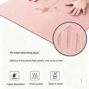 Tapete de <span class=keywords><strong>Yoga</strong></span> de PU Absorbente de Sudor con Correa de Transporte Ajustable para <span class=keywords><strong>Bikram</strong></span> <span class=keywords><strong>Yoga</strong></span> y Entrenamiento en Gimnasio, 4mm - Product Image 2
