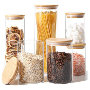 Recipiente de Vidrio Moderno para Almacenamiento de Alimentos de 540 ml/180 oz con Tapa de Bambú, Apto para Calentar, Ideal para Fiestas - Product Image 1