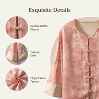 Veste courte réversible en soie de mûrier teinte végétale pour femme, motif vague chinoise, nouveau style chinois, cardigan en soie pour le printemps