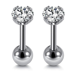 Bijou de piercing en titane G23 à filetage interne avec 4 griffes pour zircone cubique |   Boucles d'oreilles en titane F136 pour cartilage, hélix et tragus, pour hommes et femmes - Product Image 5