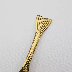 Custom Logo 304 Stainless Steel Mirror Polish Embossed Fish Tail Handle Cutlery Golden Dinner Spoons Stainless Steel Spoon - Product Image 2