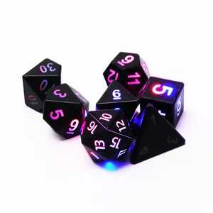 Juego de dados luminosos de lujo, juego de dados que brillan en la oscuridad, LED, Rpg, Dnd, 7 Uds.