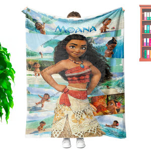 Manta de Felpa con Personaje de la Princesa Moana, la Más Vendida, Personalizada con Estampado de Dibujos Animados, de Poliéster Grueso y Franela - Product Image 4