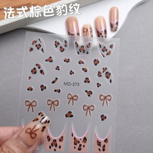 Pegatinas de <span class=keywords><strong>Uñas</strong></span> con Punta Francesa de Leopardo, Estampado <span class=keywords><strong>Animal</strong></span> Marrón y <span class=keywords><strong>Rosa</strong></span>, Arte de <span class=keywords><strong>Uñas</strong></span> para Manicuras Francesas Modernas - Product Image 2