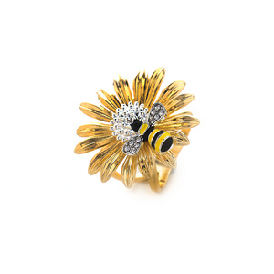 Broche de abeja y flor estilo europeo-americano de aleación de zinc con diamantes de imitación, pin de solapa, regalo para mujer - Product Image 5