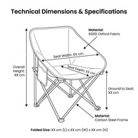 Accoudoir de pêche pliable confortable et peu encombrant avec poche latérale, en tissu Oxford, portable, couleur kaki sable, avec structure en acier carbone, écologique