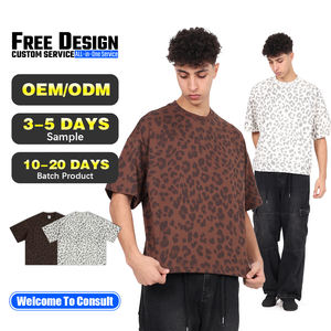 Summer Vintage Leopard Heat-Transfer Printing Crew Neck Quick Dry T-shirt Oversized Casual Boxy Fit Men's <b>Tshirt</b> - Product Image 1