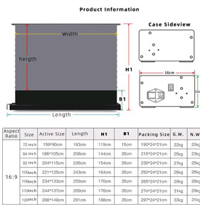 Yinzam Máy Chiếu 100 120 Inch RC Sàn Điện Tăng Alr Pet Pha Lê Màn Hình Cho Ust Và Ống Kính Dài Chiếu Chống Ánh Sáng Màn Hình - Product Image 4