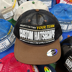 Gorras de golf trucker de malla de 5 paneles personalizadas, OEM, muestra en 7 días, MOQ bajo de 50, gorras snapback con bordado de logotipo, proveedor mayorista - Product Image 1