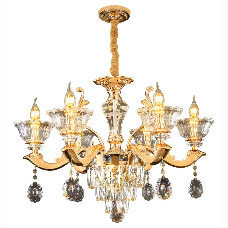 Contemporary crystal Classic Zinc Alloy Living Room Hotel Villa Home Decorate Chandelier Pendant Lamp