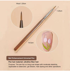 UV Gel <b>Nail</b> Brush Set 9pcs Liner Stripe Painting Drawing Carving Pen Wood Handle DIY Manicure Detailing <b>Nail</b> Art Tool - Product Image 3
