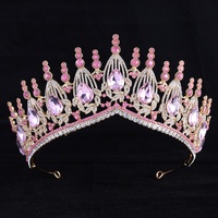 Diadème de mariage en cristal de luxe, vente chaude, couronne plaquée or pour femmes, pour anniversaire, concours de beauté ou bal de promo, princesse