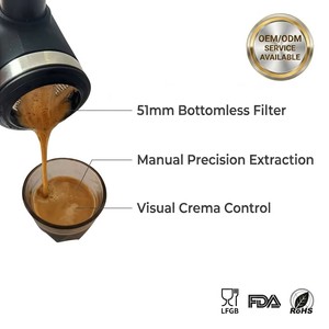 Mini machine à expresso portable manuelle - Machine à café portative 15 bars de pression pour café moulu, OEM/ODM disponible - Product Image 2