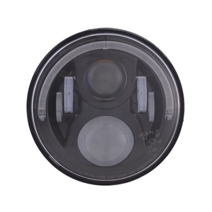 Faro LED YongJin negro de 7 pulgadas con DRL halo Angel Eyes Hi Low Beam para motocicleta Harley <span class=keywords><strong>Davidson</strong></span> - Product Image 1