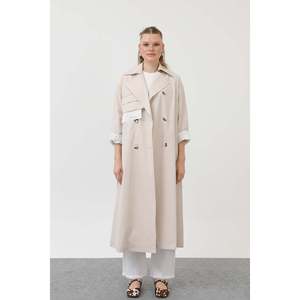 Gabardina para Mujer, Color Crudo, Manga Larga, Tejido de Tela, Estilo Casual y Cómodo para Otoño - Product Image 3