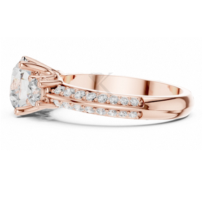 Anillo de compromiso con corte marquesa, banda de oro amarillo con diamantes pavé, halo oculto, anillo nupcial llamativo, anillo de promesa de 6 puntas - Product Image 6