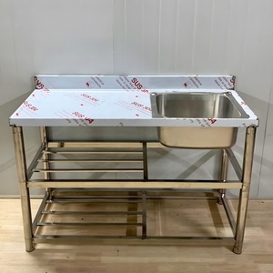 Lavello da <span class=keywords><strong>cucina</strong></span> in acciaio inossidabile rimovibile con alzatina e scolapiatti incorporati per uso interno esterno - Product Image 2