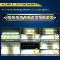 Barre lumineuse d'avertissement à 12 LED blanches super brillantes, ambre, IP67, 7,5 pouces, PC, 10-30V, étanche, 2W, accessoires de sécurité automobile, camion, SUV