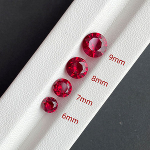 พลอยทับทิมสังเคราะห์ทรงกลมเจียระไนแบบเหลี่ยมคม สีแดงเลือดนก สำหรับฝังและประดับเครื่องประดับ - Product Image 5