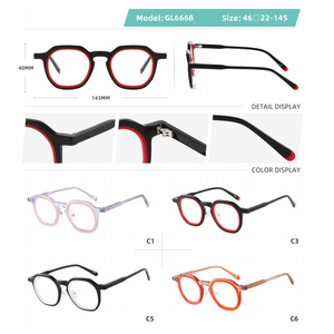 GL6668 Fábrica OEM Marco óptico de acetato de alta calidad Gafas de acetato de marco redondo unisex - Product Image 2