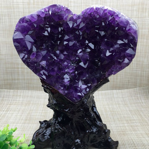 Bán Buôn Brazil Thạch Anh Tím Hình Trái Tim Pha Lê Cụm Geode Làm Đồ Trang Trí - Product Image 3