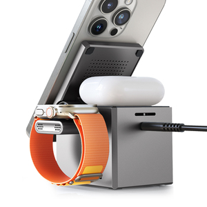 Cargador Inalámbrico Magnético 3 en 1 Plegable LISEN QI2, Base de <span class=keywords><strong>Carga</strong></span> Rápida de 15W para iPhone 17 <span class=keywords><strong>Pro</strong></span>, <span class=keywords><strong>AirPods</strong></span> <span class=keywords><strong>Pro</strong></span> y Apple Watch Ultra - Product Image 1