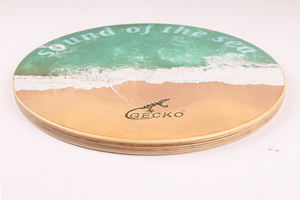 Vente en gros de 14.5 pouces Panneau de percussion en bois Ocean Wave Design arrondi personnalisable Accessoire de batterie décoratif pour tambour à main - Product Image 3