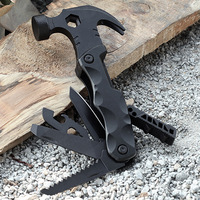 Marteau de survie multifonction en aluminium avec couteau, tire-bouchon, lime, scie, tournevis et ouvre-bouteille