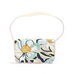 Sac à main de luxe fait main perlé motif magnolia pour femme, pochette de soirée florale, sac de créateur pour mariée et fête - Product Image 5