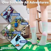 Chaussettes de ski et de randonnée en laine épaisse OEM pour l'hiver, haute qualité, anti-humidité, avec revers extensible, boucle en tissu éponge, coussinets intégraux, chaussettes thermiques de ski
