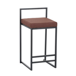 Modern Light Luxury Square Frame <b>Back</b> Soft Upholstered Bar <b>Stool</b> Black Metal Legs for Home Restaurant Hotel Apartment - Product Image 1