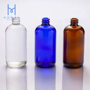 Big size capacity 500ml 16oz boston round drinking glass bottles clear amber blue used for drinking