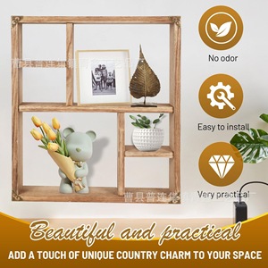 Wooden Multi Layer <b>Wall</b> Mounted Display Rack 4 Layers For <b>Desk</b> Storage And Decoration - Product Image 3