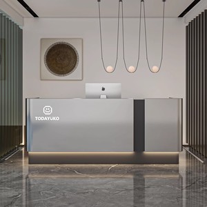 Petit <span class=keywords><strong>comptoir</strong></span> en acier inoxydable ; Caisse enregistreuse pour magasin de vêtements ; Bureau d'accueil pour studio de danse ; Bureau d'accueil pour <span class=keywords><strong>coiffeur</strong></span> - Product Image 1