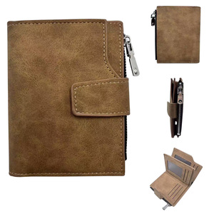 Matte PU Leather Multi <b>Card</b> Slot Snap Button Korean Fashion Short Zipper Coin Purse Ladies <b>Card</b> <b>Holder</b> Women <b>Wallet</b> Wholesale - Product Image 6