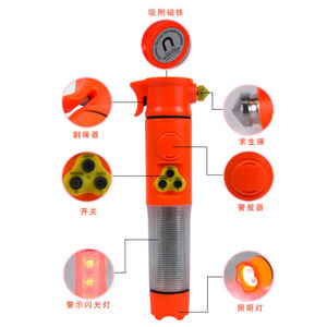 Town Head 6-In-1 Safety Hammer Red Car Escape Tool With Flashlight And Alarm For Emergency Use - Product Image 2