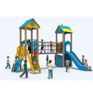 BAIHE série de tubes ronds pont de terrain de jeu en bois bleu bois Playhouse glissière en métal matière plastique Durable pour crèche cour de jeu - Product Image 1