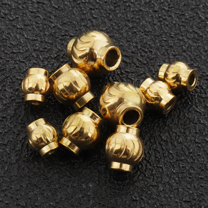 Perles en acier inoxydable plaquées or 4 mm pour la fabrication de bijoux DIY, perles lâches avec trous traversants - Product Image 4
