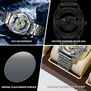 Reloj Deportivo de Moda para Hombre con Movimiento de Cuarzo Tallado Retro, Esfera Luminosa, Caja de Metal, Diseño de Esfera Transparente a Prueba de Agua - Product Image 6