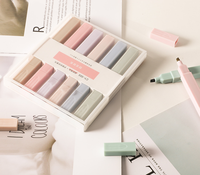 Lot de 6 surligneurs Pastel doux assortis de couleurs avec pointe de ciseau douce surligneurs esthétiques carrés mignons